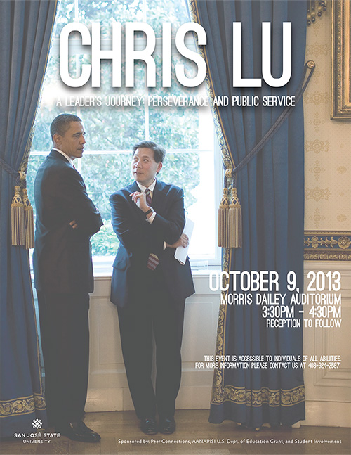 Chris Lu Student Leadership Talk Poster featuring Chris Lu and Barack Obama