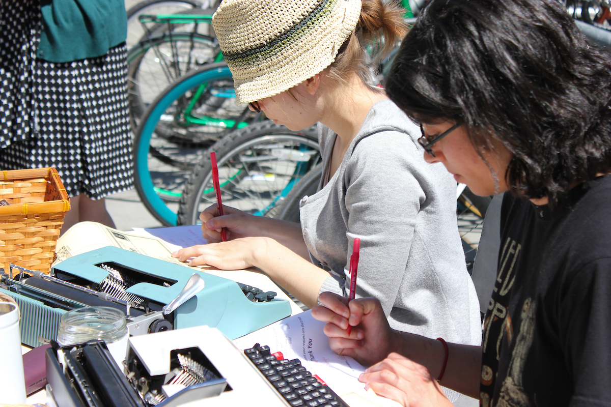 students writing