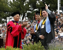 (left to right) SJSU President Mohammad Qayoumi, Killol Acharya, Phillip Calabretta.