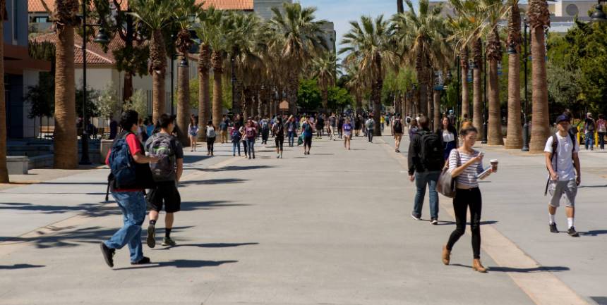 Students Walking Through Paseo de Cesar Chavez