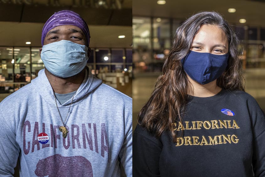 SJSU students with "I Voted" stickers.