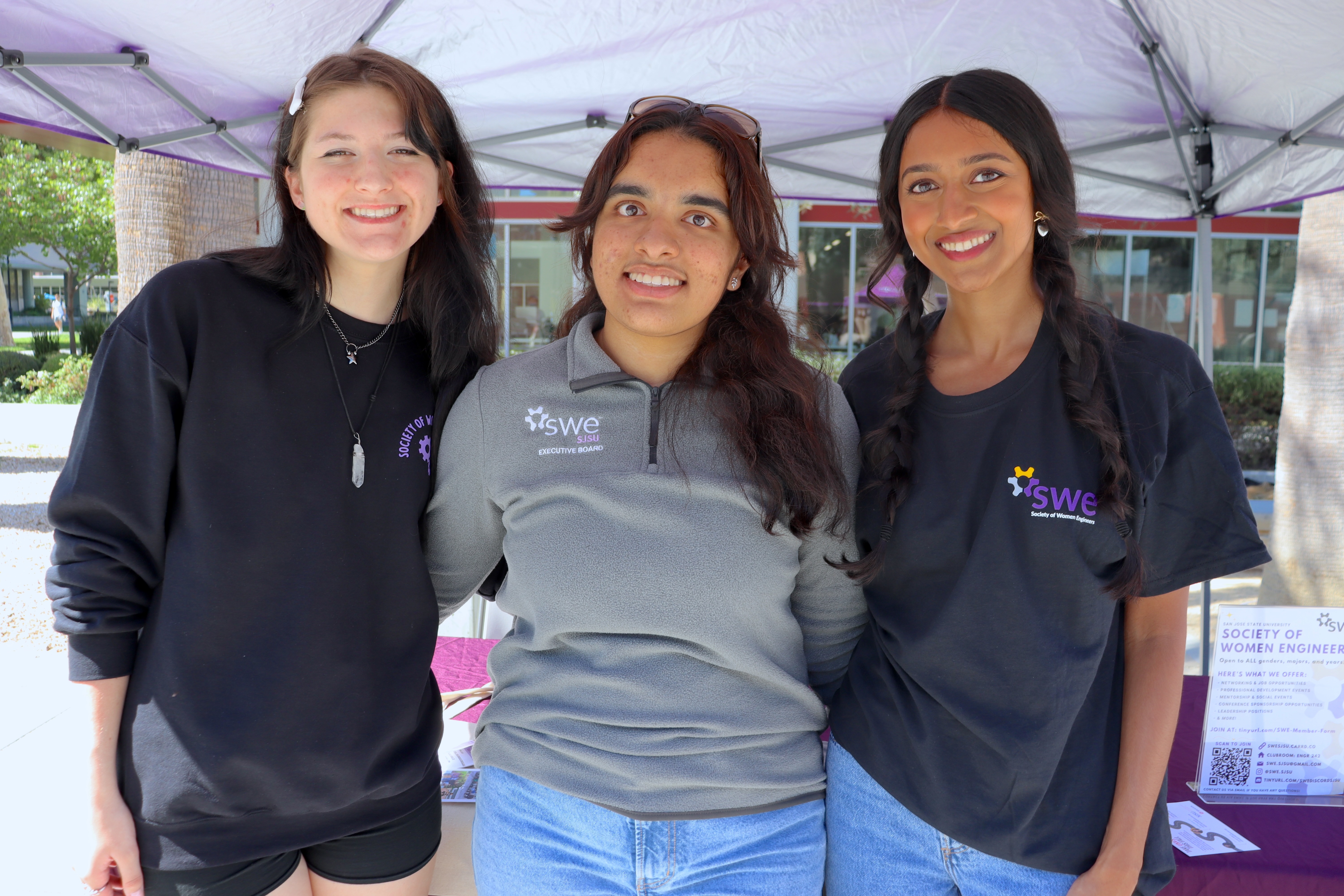 SWE Members from left to right: Camie Canestrino, Aleeza Huraira and Jasmine Kurian