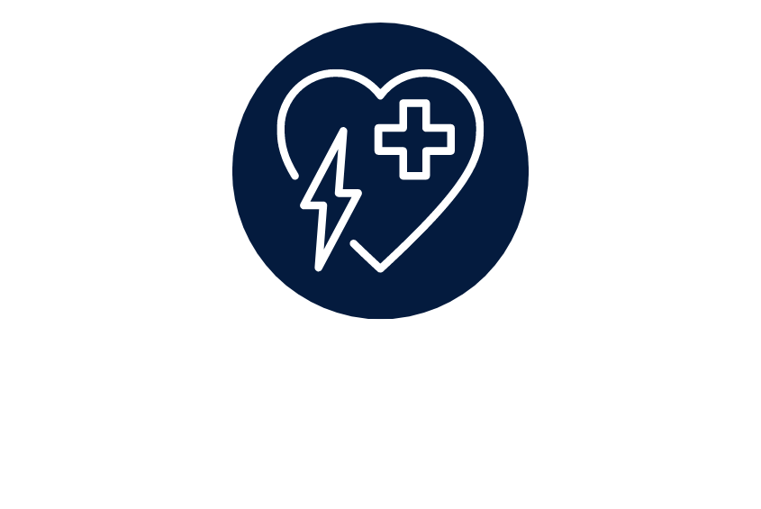 Icon graphic representing an automated external defibrillator device.