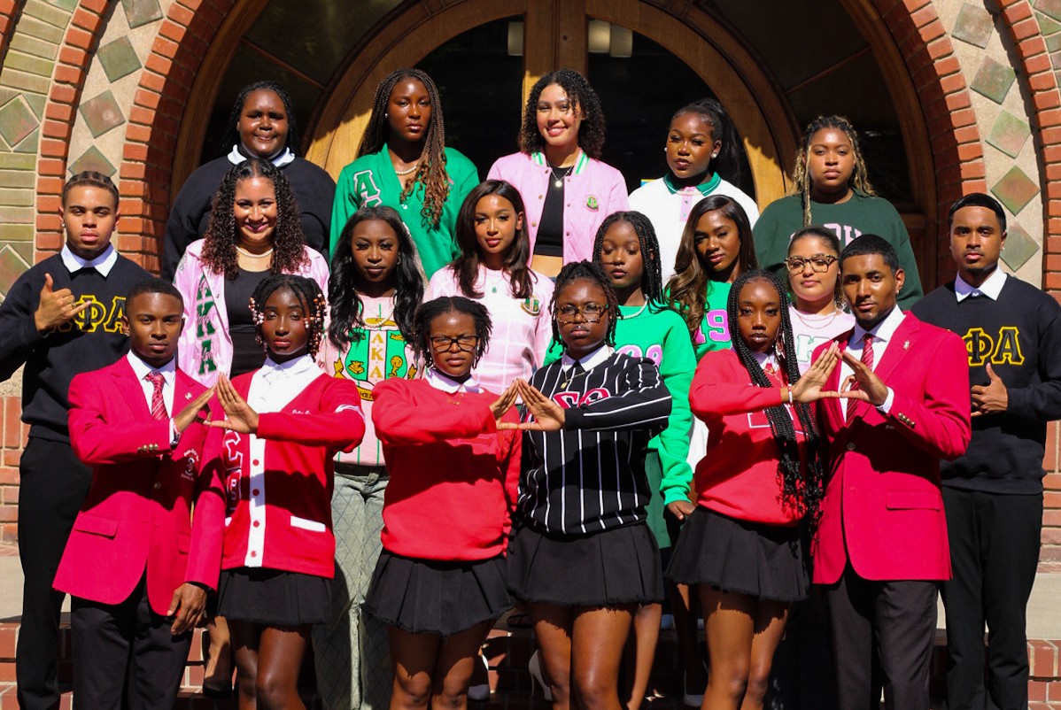 Group of students with NPHC banner