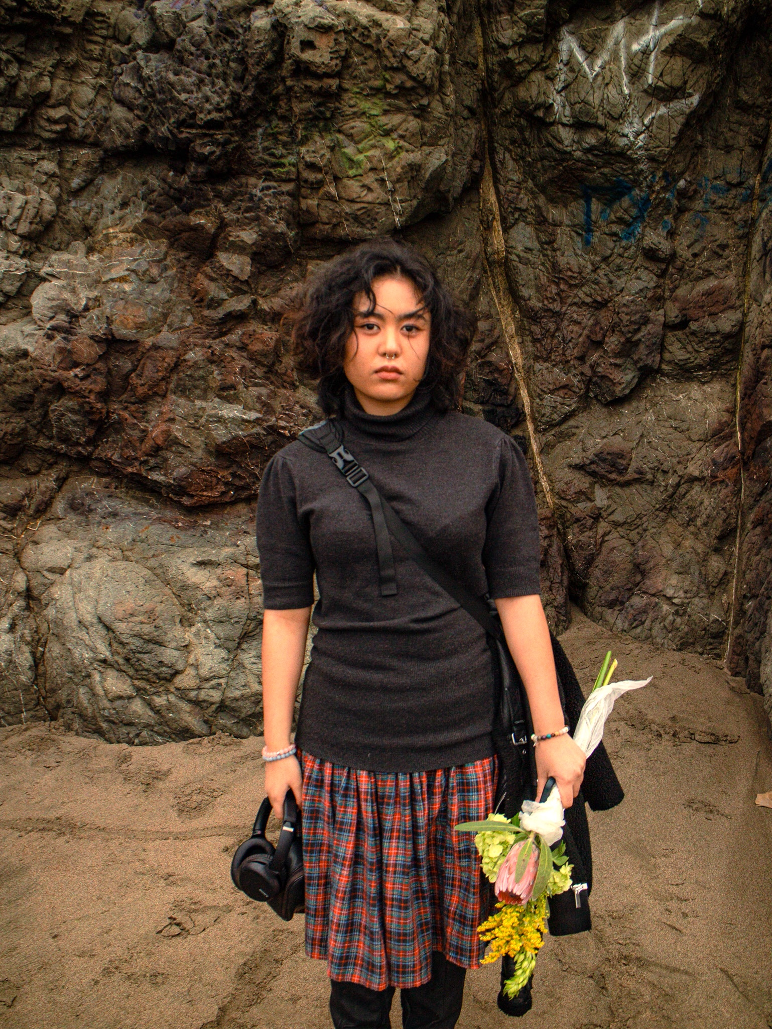 woman with flowers