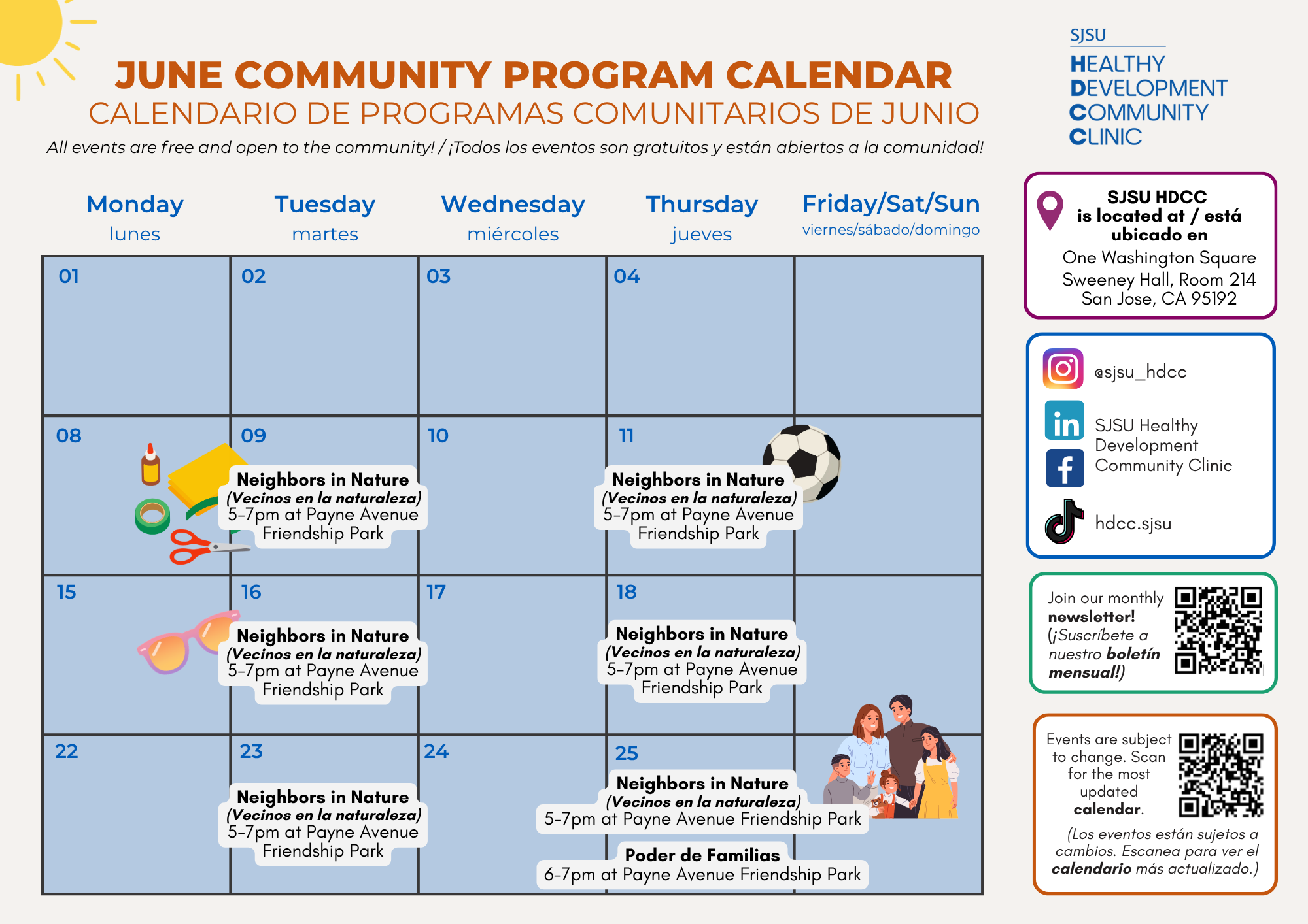 A calendar list of our upcoming programs