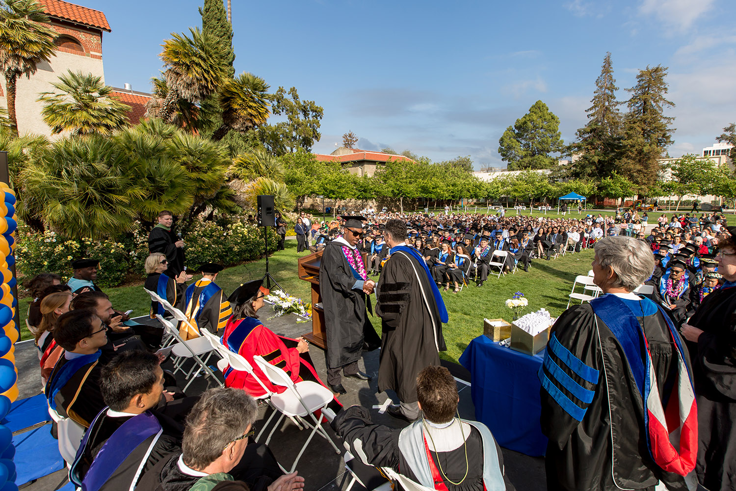 Students at graduation ceremony.