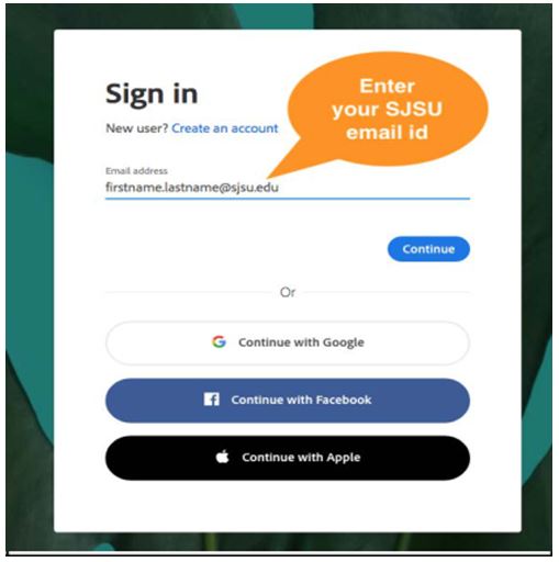 Sign in using SJSU Id