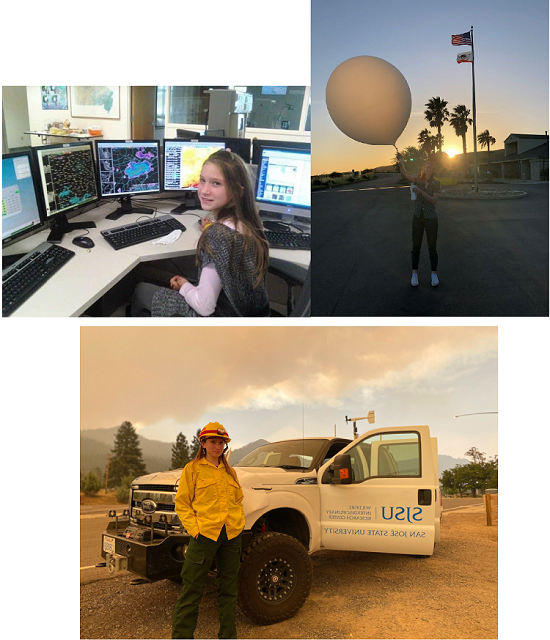 Photo of student who graduated and working with weather center