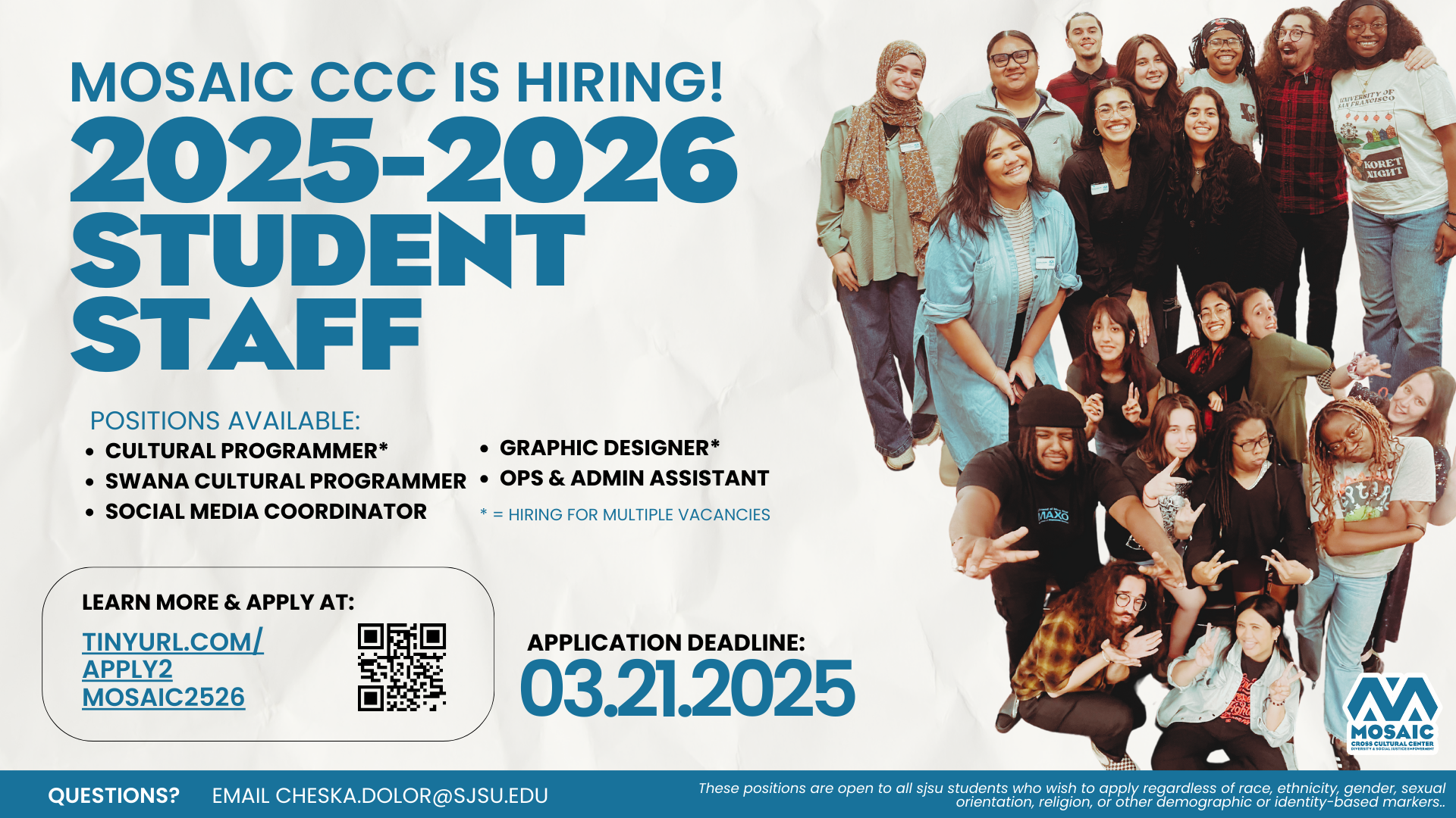 flyer for mosaic 2025-2026 hiring