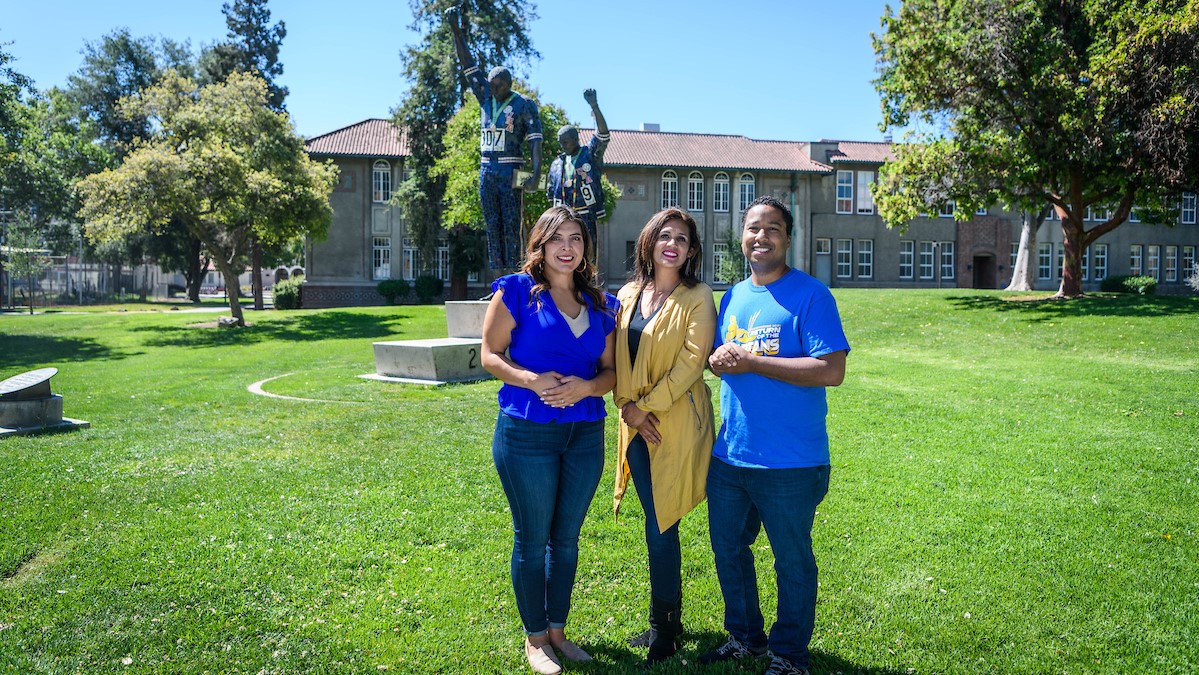 SJSU Online students posing on campus