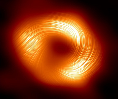 Image of a black hole with polarization texture.