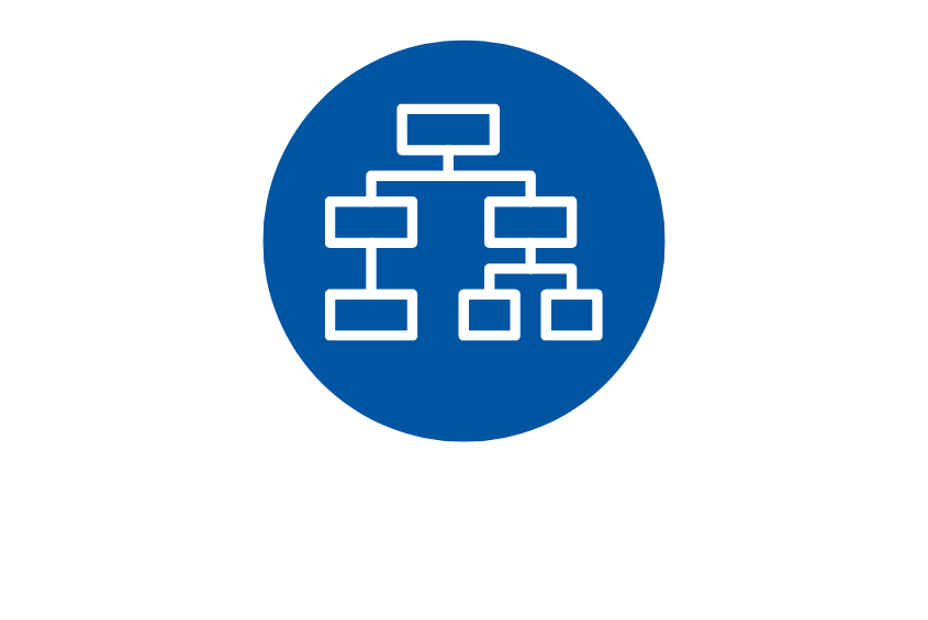 Icon graphic of an organizational chart.