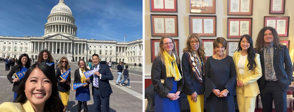 The president at Washington DC with staff members and a government representative.