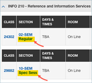 Special session versus Regular session