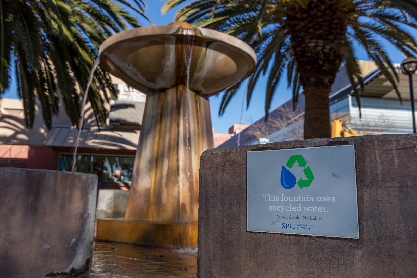 Campus fountain with recycled water.