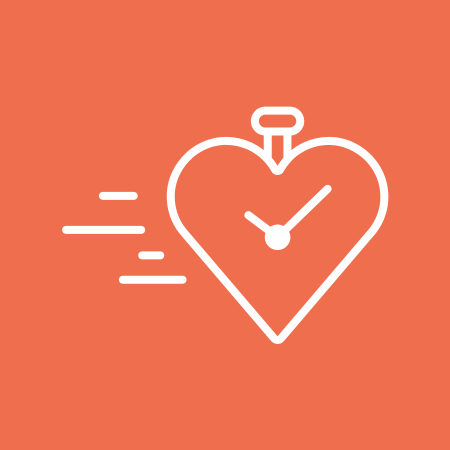 icon for access care which shows a stop watch shaped as a heart