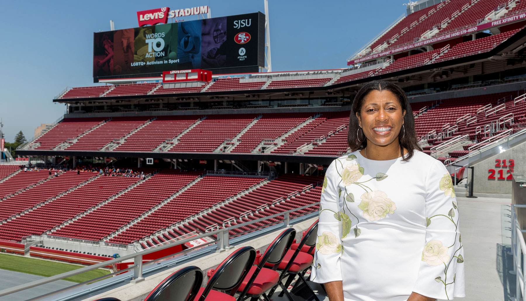 Akilah Carter-Francique poses at Levi Stadium.